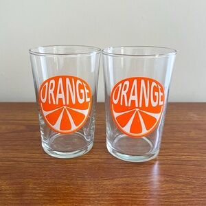 Vintage Luminarc Orange Slice Juice Glasses 1970s Retro 6 Oz Set of 2 MCM